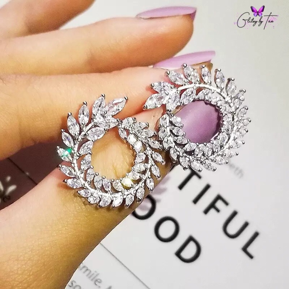 Diamond Branch Leaf Stud Earrings